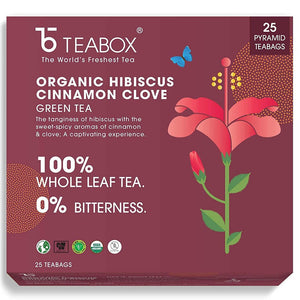 Teabox Organic Hibiscus Cinnamon Clove Green Tea Bags