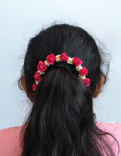 Pink Moti Style Hair Gajra