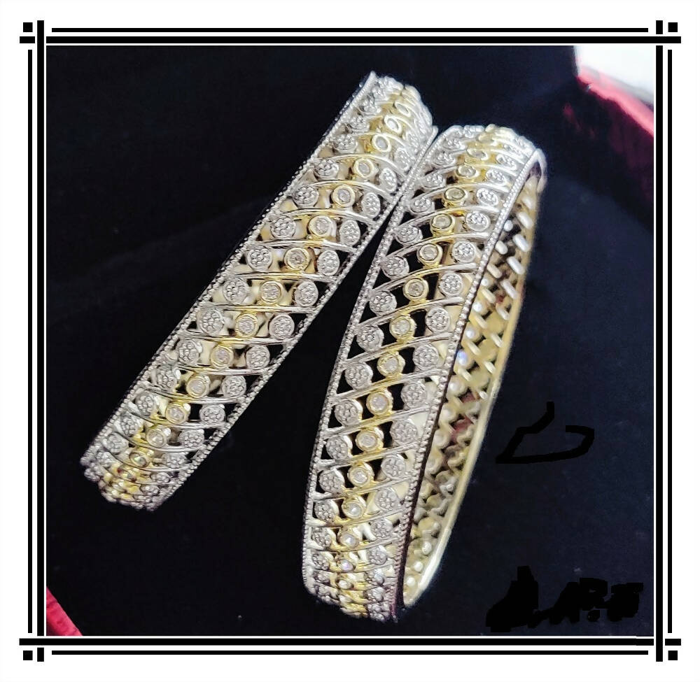 Gold-Plated Alloy Designer American Diamond Bangle Set - The Pari - Distacart
