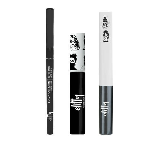 Elitty Eye Gotta Feeling Ultimate Black 3 in 1 Eyeliner, Kajal, Mascara Combo - Distacart