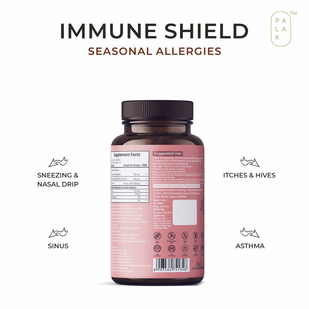 Palak Notes Immune Shield Seasonal Allergies Capsules - Distacart
