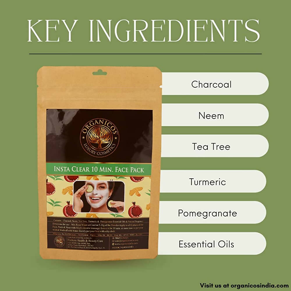 Organicos Insta Clear 10 Min Face Pack - Distacart