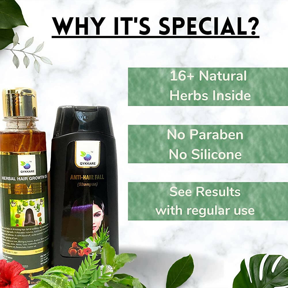 Qykkare Herbal Anti-Hairfall Shampoo & Herbal Hair Growth Oil Combo - Distacart