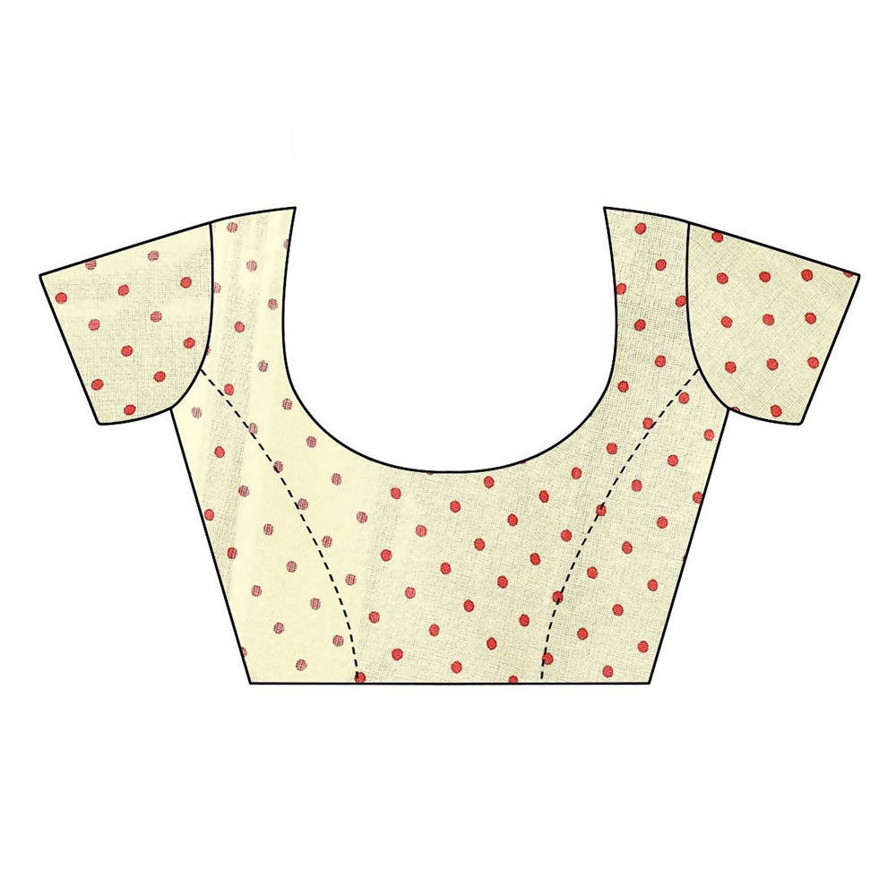 Vamika Printed Jute Silk Cream Saree (Elisa Cream) blouse