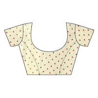Thumbnail for Vamika Printed Jute Silk Cream Saree (Elisa Cream) blouse