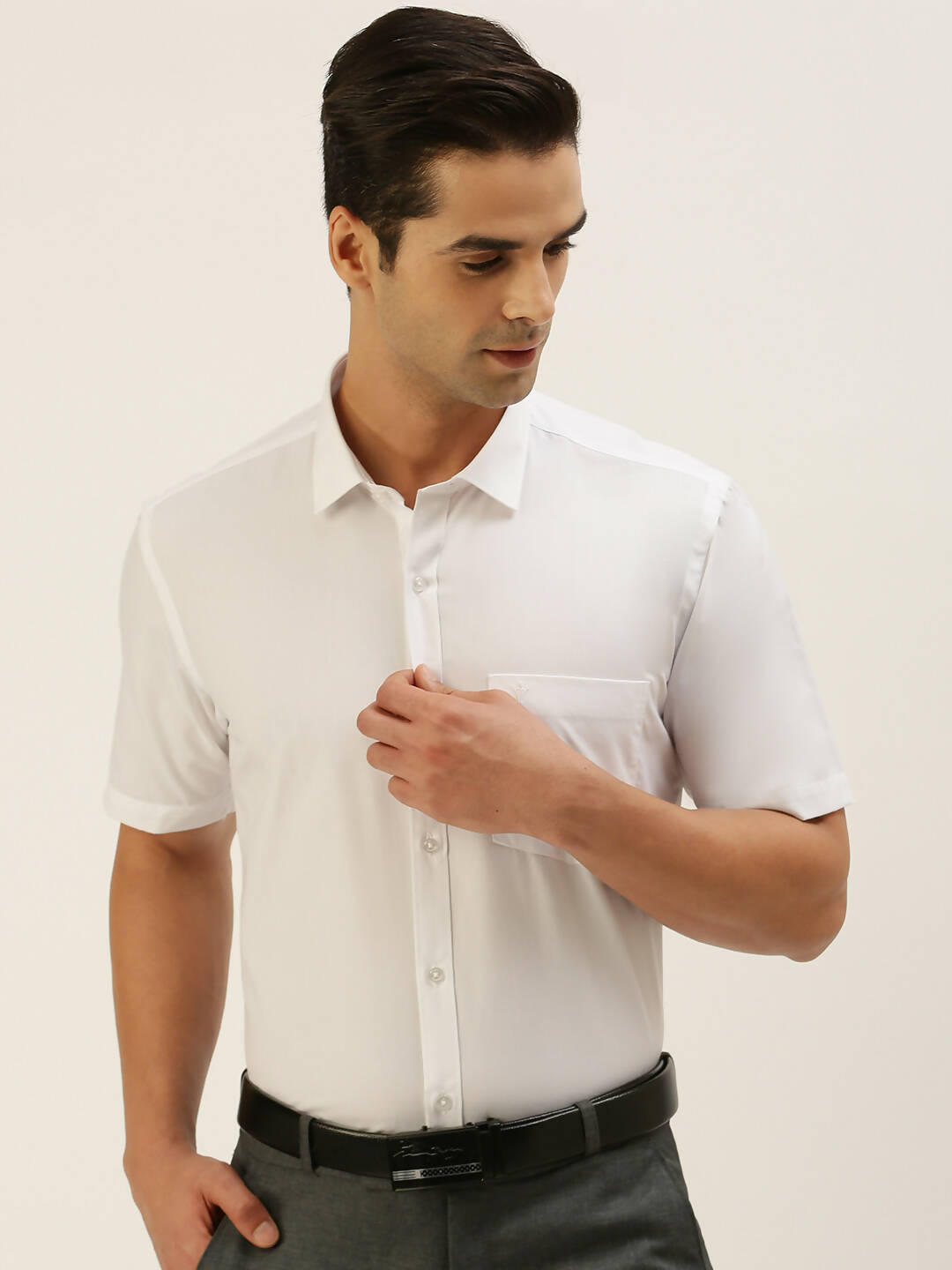 Ramraj Cotton Mens Half Sleeve Formal Poly Cotton White Shirt - Distacart