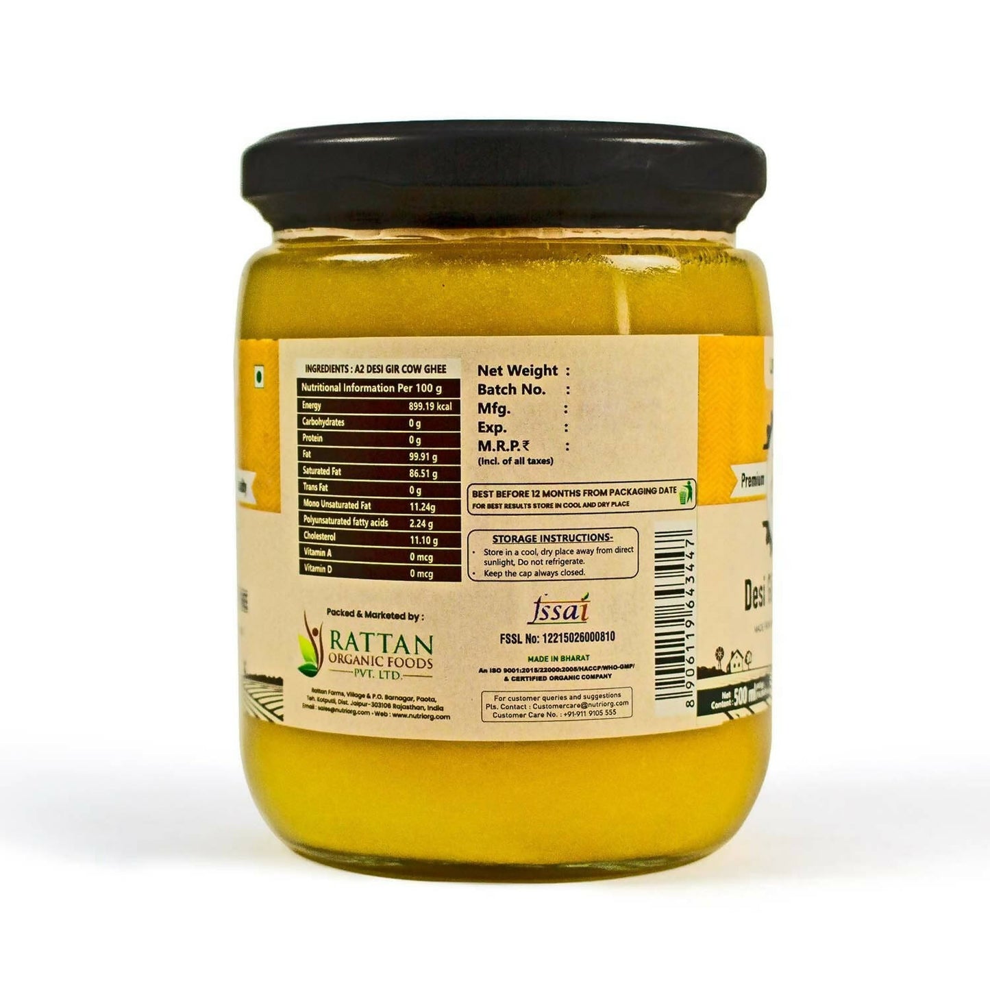 Upaveda A2 Pure Ghee| 100% Gir Cow Ghee - Distacart
