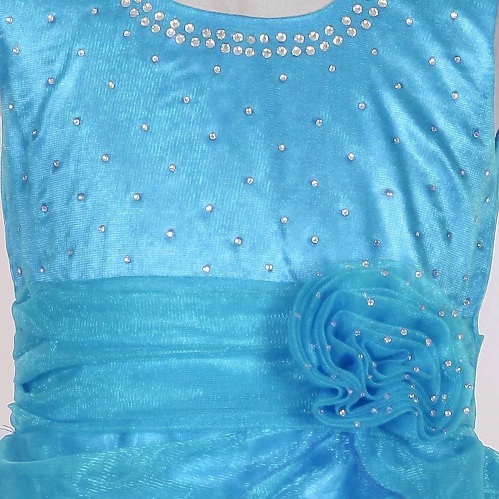 Asmaani Baby Girl's Sky Blue Satin Knee Length Frock (AS-DRESS_22142) - Distacart