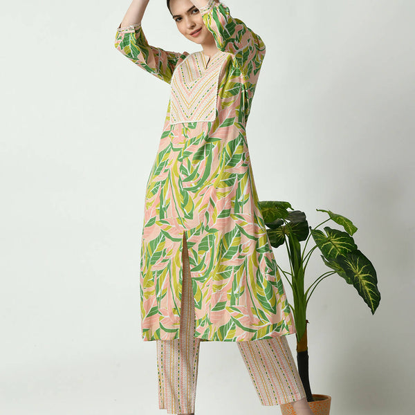 Myshka Women's Multi A-Line Kurta & Palazzos - Distacart