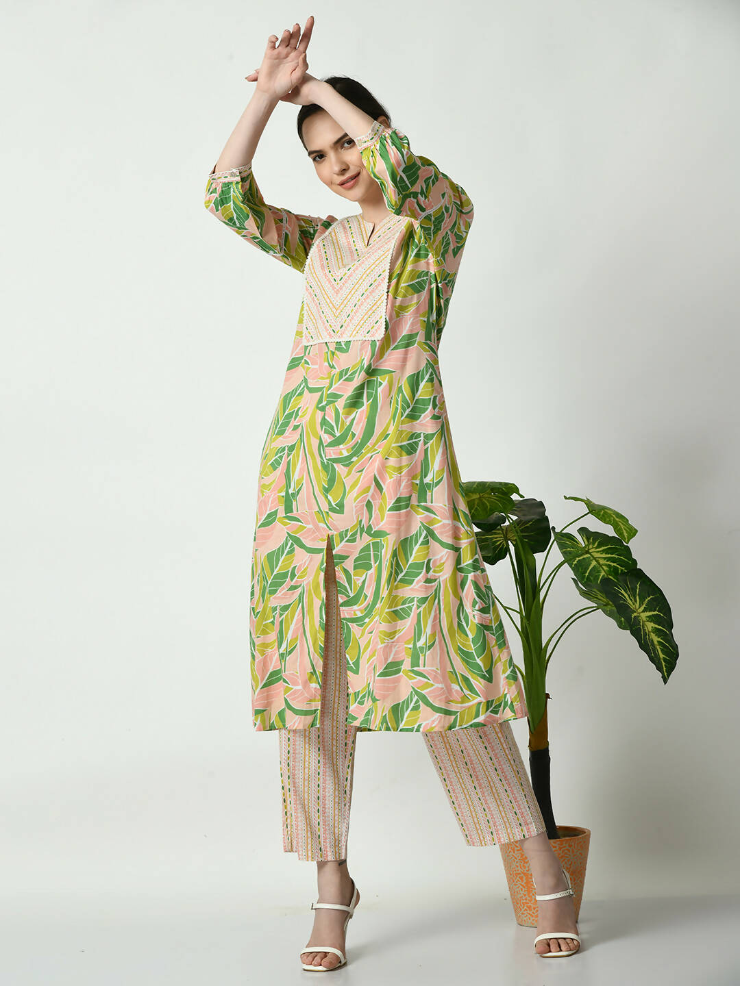 Myshka Women's Multi A-Line Kurta & Palazzos - Distacart