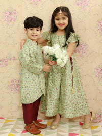 Thumbnail for Lil Drama Boys Ethnic Kurta Pyjama - Green - Distacart