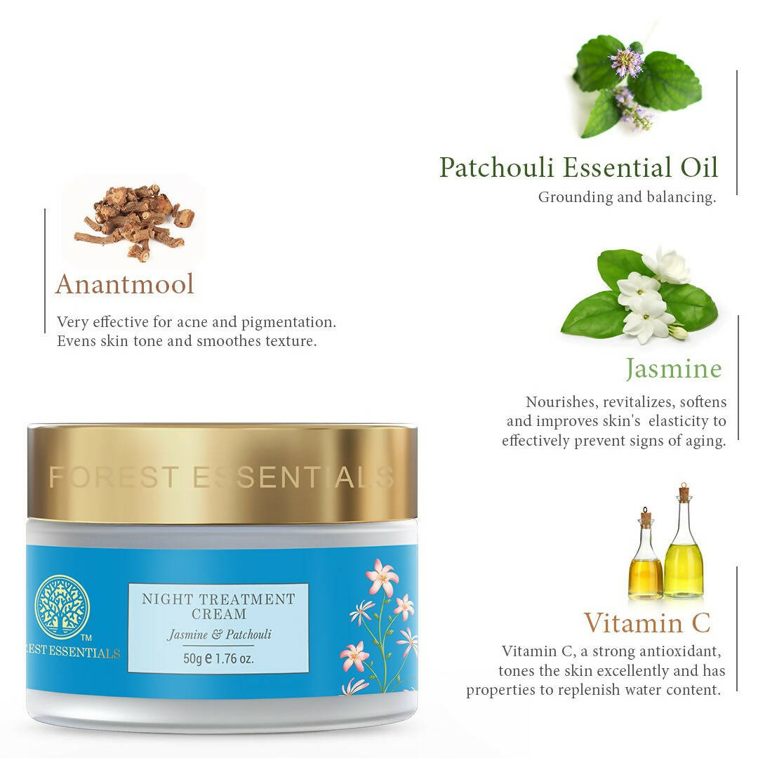 Forest Essentials Night Treatment Cream Jasmine & Patchouli - Distacart