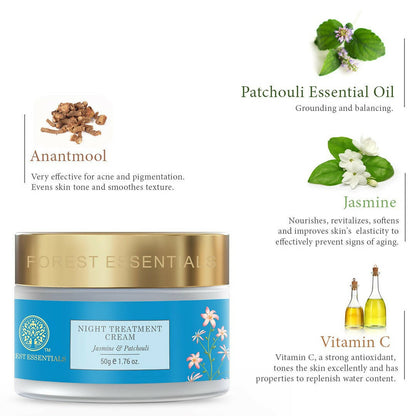 Forest Essentials Night Treatment Cream Jasmine & Patchouli - Distacart