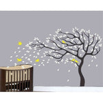 Thumbnail for Big Beautiful Black Tree White Leaves Yellow Birds - Distacart