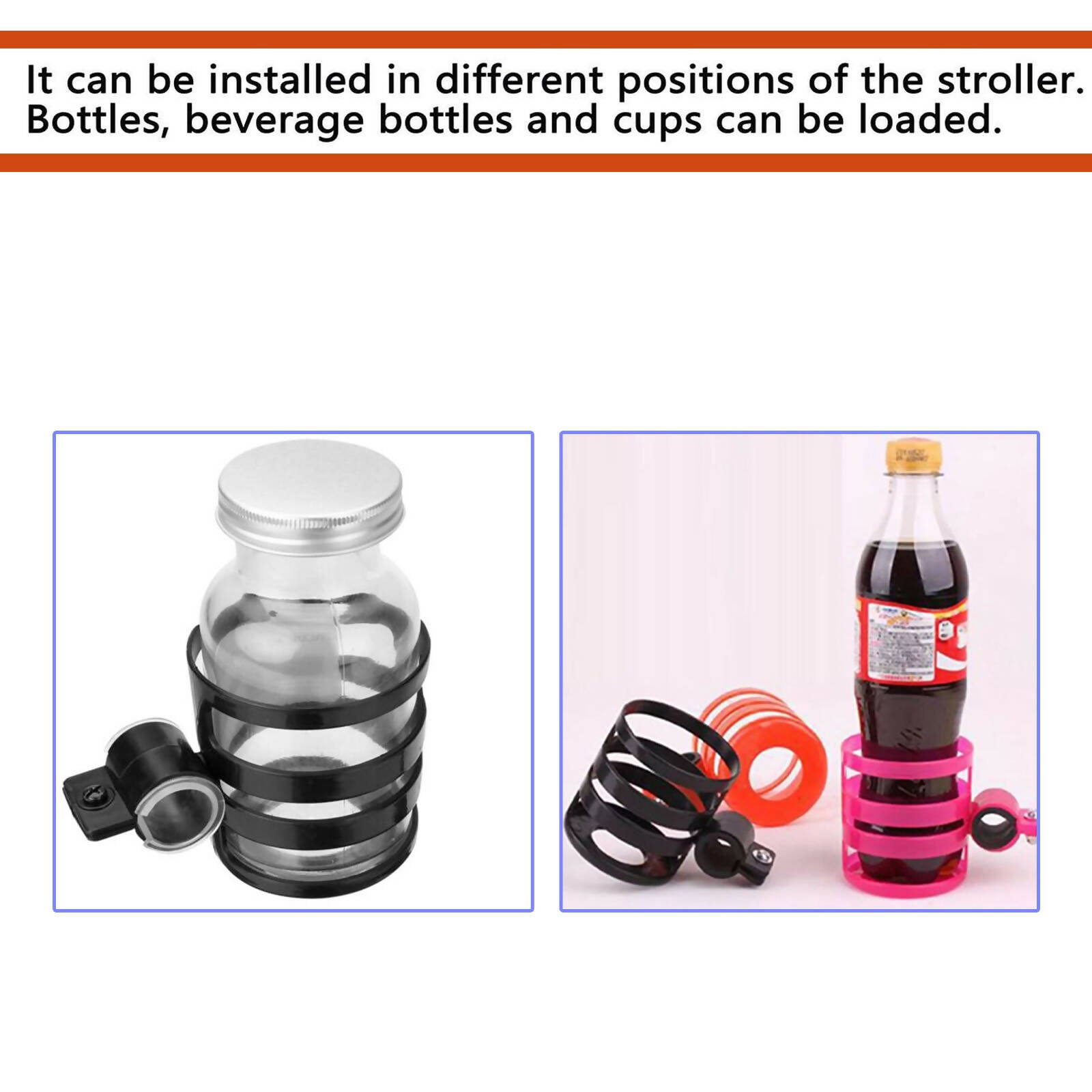 Safe-O-Kid Universal Stroller & Pram cup or Mug holder for kids- Pink - Distacart