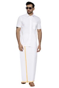 Thumbnail for Ramraj Cotton Mens Half Sleeve White Shirt Plus Size - Cool Cotton - Distacart