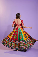 Thumbnail for Multi Color Pure Cotton Hand Block Print Navratri Lehenga Choli with Dupatta - Raas - Distacart