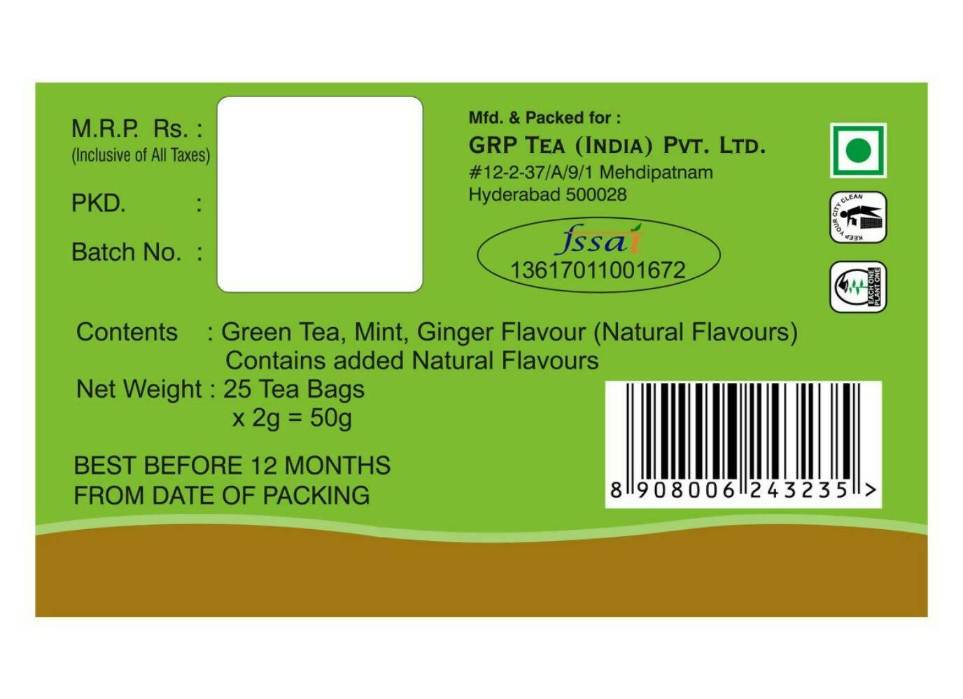 Tanza Tea Slim Green Tea Bags Mint Ginger - Distacart