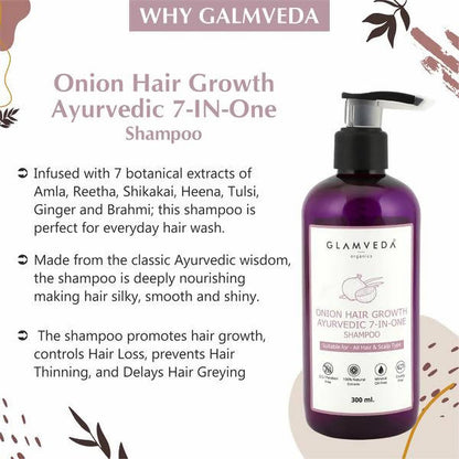 Glamveda Onion Hair Growth Ayurvedic 7 In One Shampoo