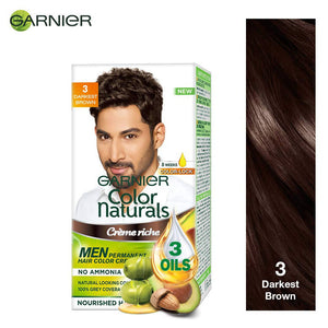 Garnier Color Naturals Creme Riche Men Hair Color - Shade 3 Darkest Brown - Distacart