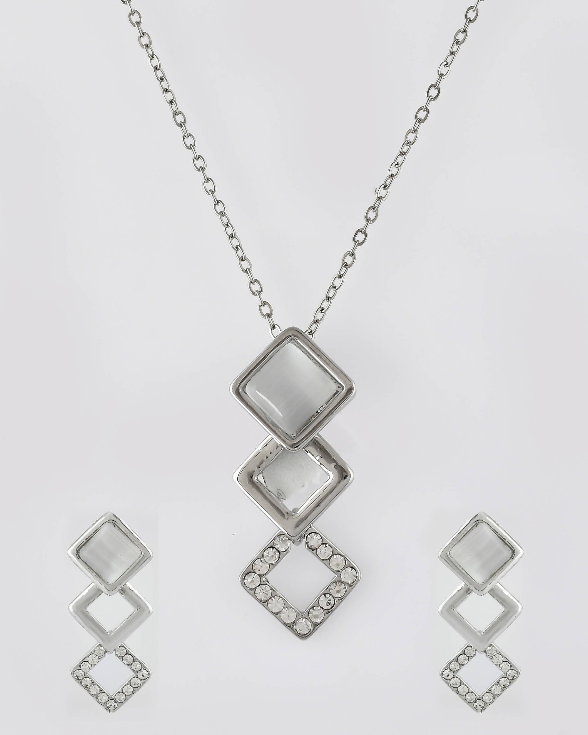 VOJ Stainless Steel Silver Silver Jewellery Set (Pack of 2) - Distacart