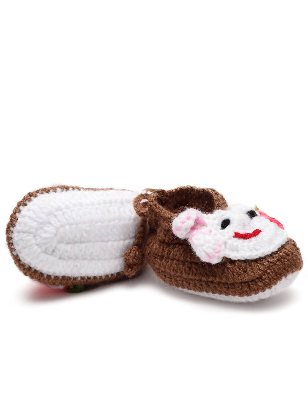 Chutput Kids Woollen Hand Knitted Self Desgin Booties - Brown - Distacart