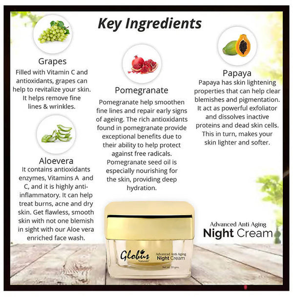 Globus Naturals Advanced Anti Aging Night Cream - Distacart