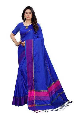 Vamika Royal Blue Cotton Silk Weaving Saree (Binita Royal Blue)
