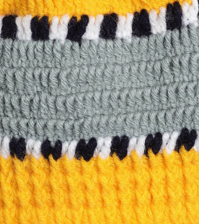 Chutput Kids Woollen Hand Knitted Self Desgin Detailed Cap - Yellow - Distacart