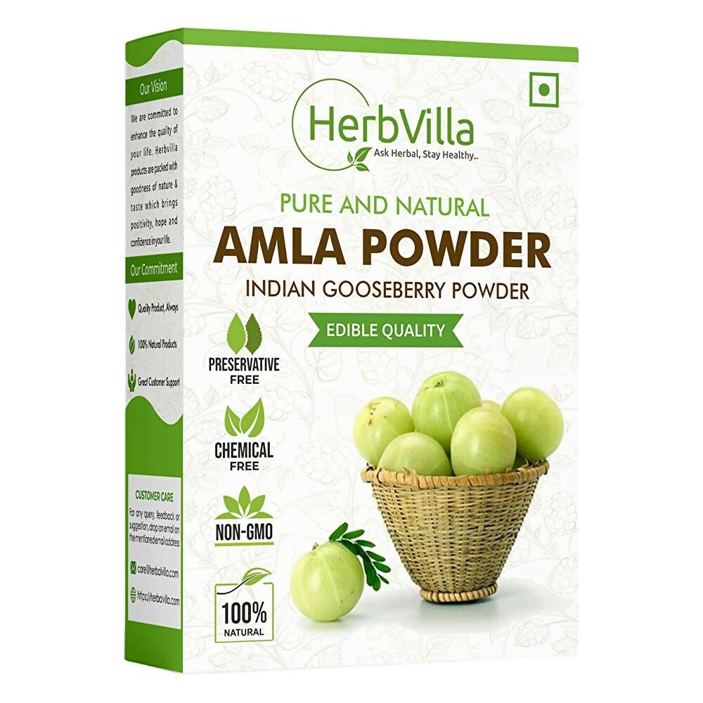 Herbvilla Amla (Indian Gooseberry) Powder For Hair Growth - Distacart