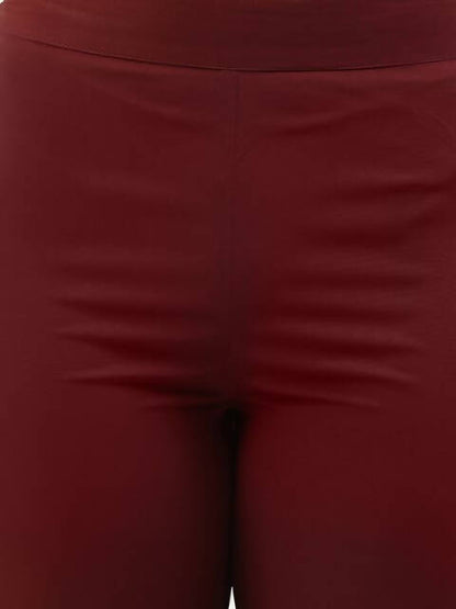 FIORRA Women's Maroon Poly Crepe Flared Kurta Pant With Dupatta - Distacart