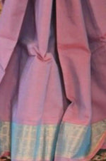 Thumbnail for Very Much Indian Handloom Pure Cotton Paithani Peacock Pallu-Dual Tone Blue Pink - Distacart