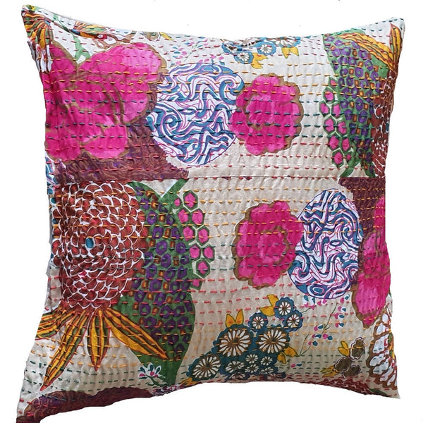 The Decor Nook Beige Base With Multicolour Flowers Print Cushion Cover - Distacart