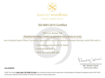 Rivona Naturals Honey & Saffron Face Wash - Distacart