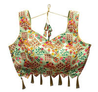 Thumbnail for Vamika Pista Green Banglori Silk Digital Print And Embroidery Blouse - Distacart