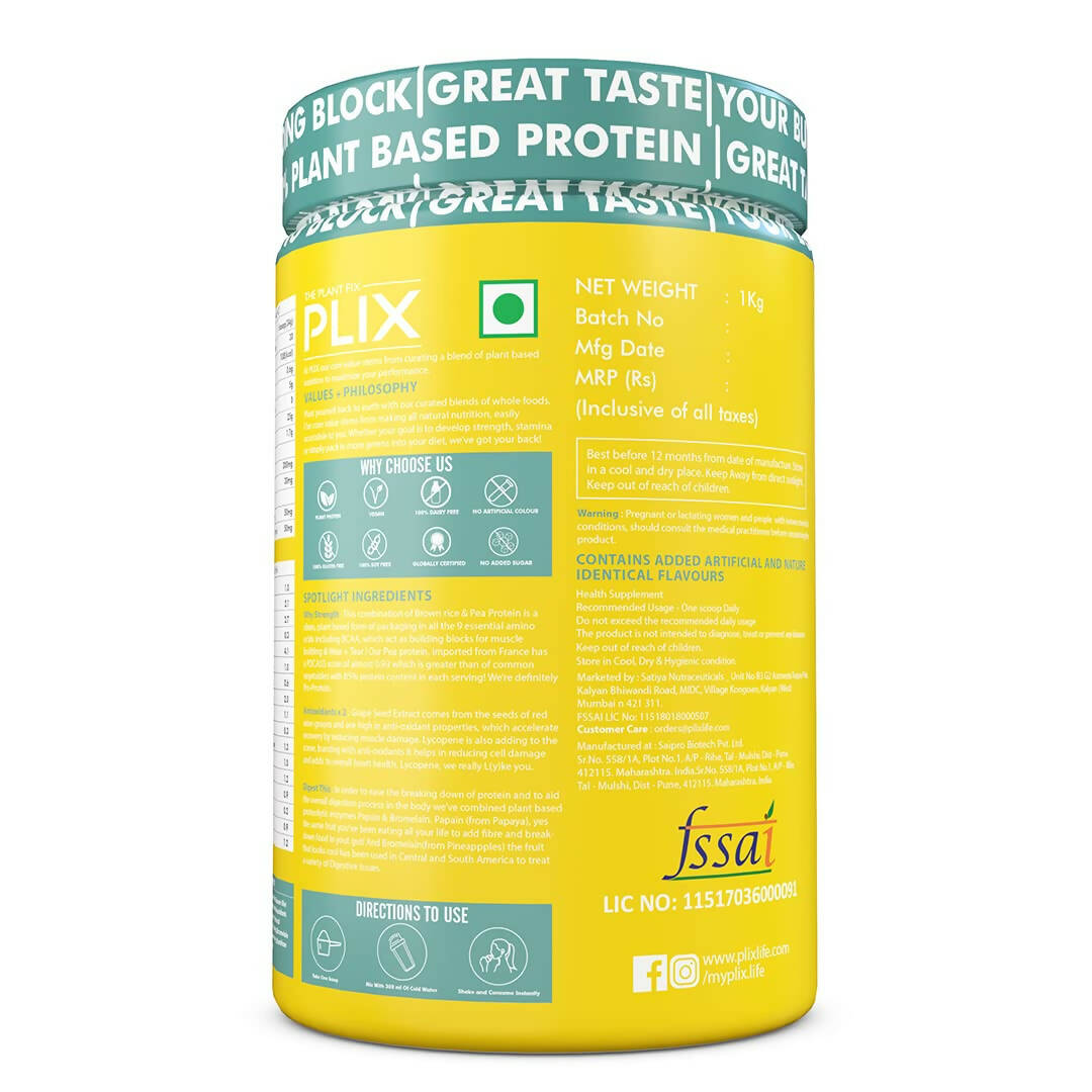 PLIX The Plant Fix Strength Vegan Plant Protein Powder - Mango - Distacart