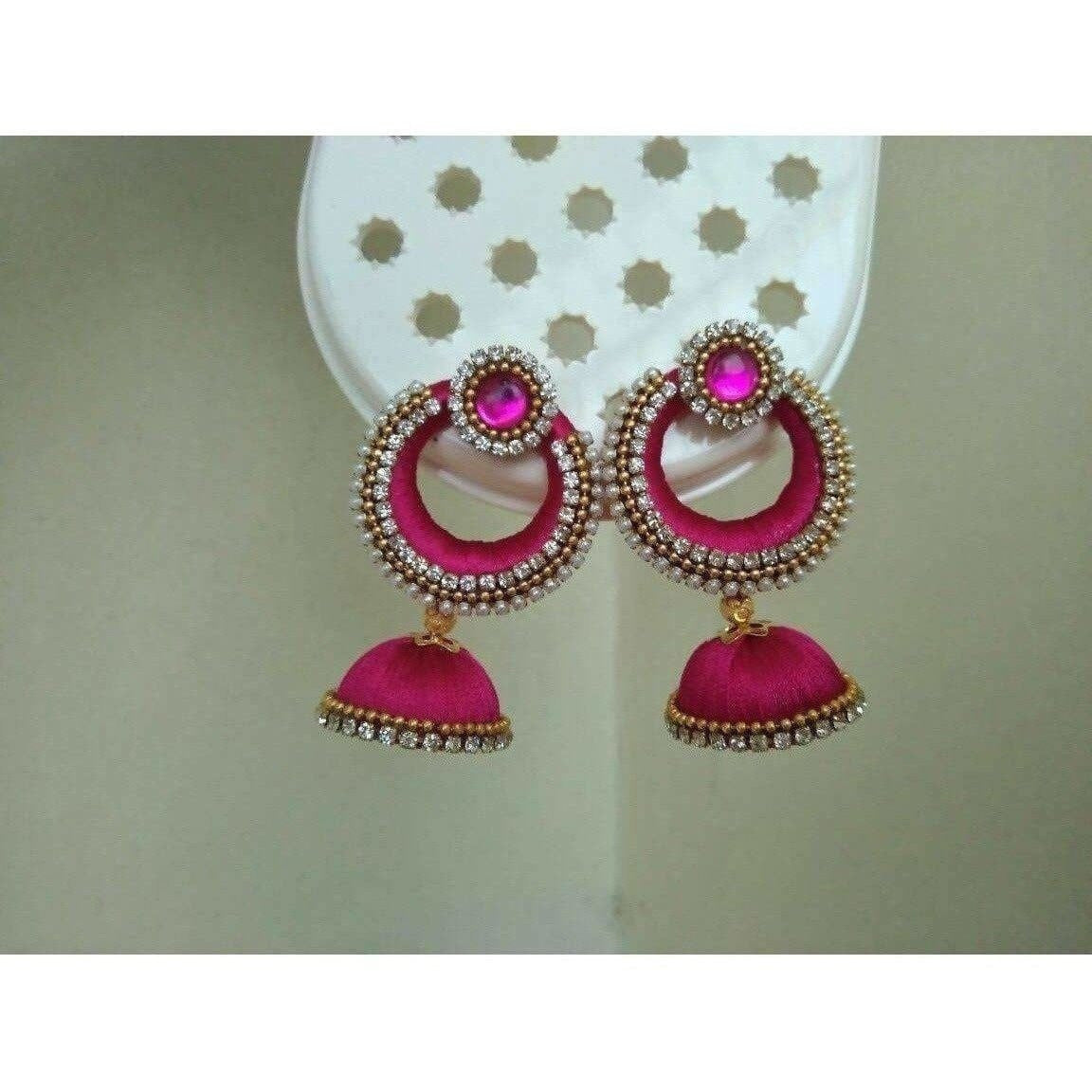 Pink Color Jhumki Earrings - Distacart