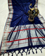 Thumbnail for DEIANA'S Beautiful Golden Jari with New Design Soft Lichi Silk Saree - Blue - Distacart