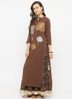 Thumbnail for Varanga Brown Foil Printed Kurta - Distacart