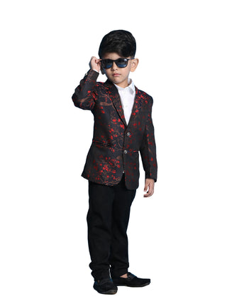 Vastramay Boys Self Woven Floral Silk Blend Blazer - Distacart