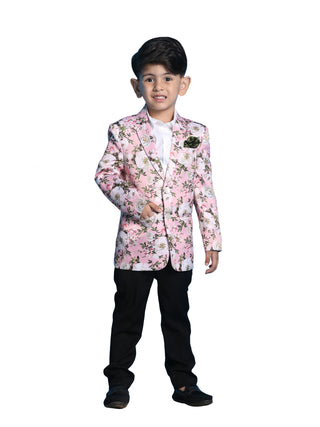 Vastramay Boys Flower Print Silk Blend Blazer - Distacart