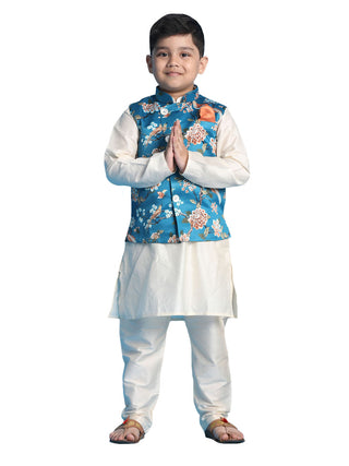 Vastramay Digital Printed Nehru Jacket With Angrakha Neckline For Boys - Distacart