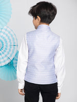 Thumbnail for Vastramay Classic Silk Blend Banarasi Sleeveless Nehru Jacket For Boys - Distacart