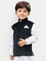 Thumbnail for Vastramay Polka Dot Digital Print Pure Velvet Modi/Nehru Jacket For Boys - Distacart