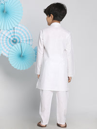 Thumbnail for Vastramay Classic Solid Kurta In Cotton Fabric With White Pyjama And Muslim Prayer Cap For Boys - Distacart