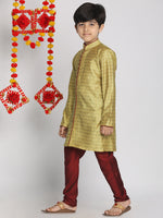 Thumbnail for Vastramay Banarasi Silk Jacquard Kurta With Pyjama For Boys - Distacart