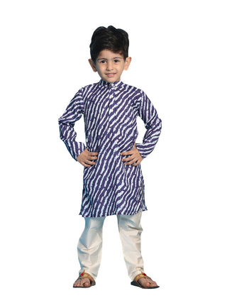 Vastramay Laheriya Pattern Cotton Blend Straight Kurta, Embellished With Sequins Embroidery With Pyjama For Boys - Distacart