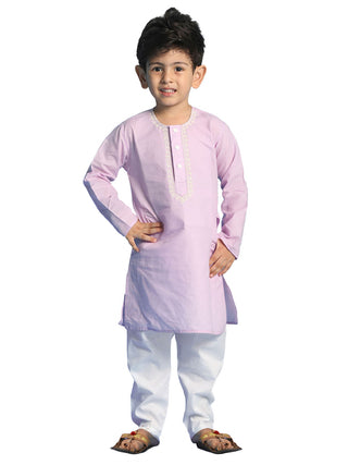 Vastramay Embroidered Neckline Cotton Kurta With Pyjama For Boys - Distacart
