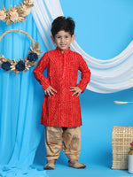 Thumbnail for Vastramay Gold Bandhani And Foil Print Rayon Kurta With Pyjama For Boys - Distacart