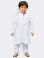 Thumbnail for Vastramay Soft Shiny Cotton Kurta with a Buttoned Cuff Styling paired with a Churidar Pyjama Set for Boys - Distacart